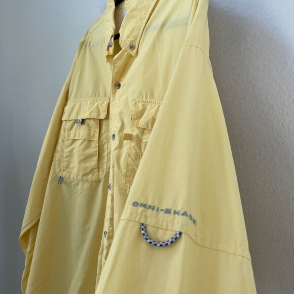 Columbia Mens XXL Omni Shade Yellow Fishing Shirt Nylon Mesh Outdoor Wear - Picture 6 of 9